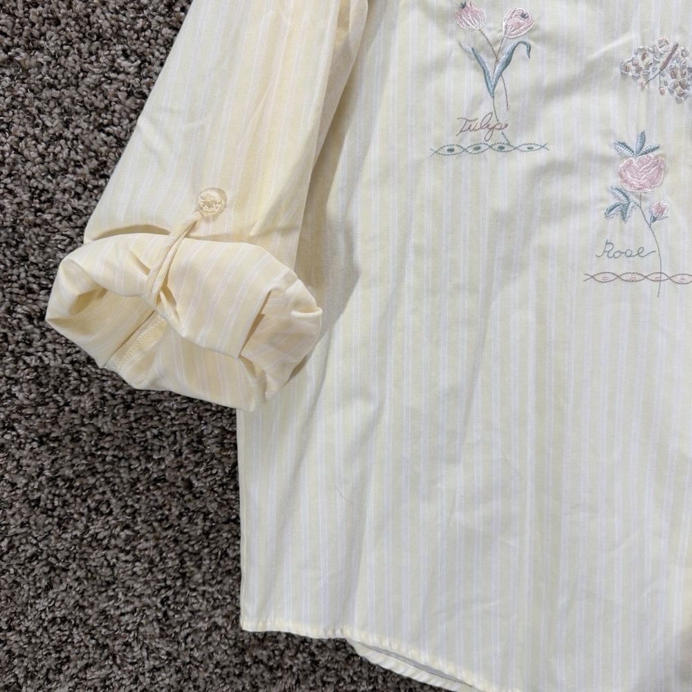 Vintage Napa Valley Cottagecore Floral Button Up Shirt Sz L Embroidered Pastel - Picture 7 of 10